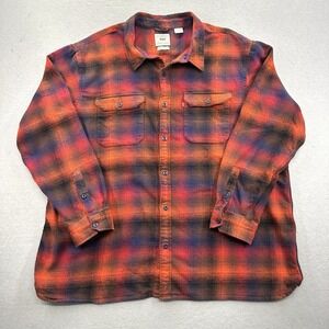 EUC Levi's Jackson Worker Shirt Mens XXL Relaxed Red Orange Shadow Plaid Flannel